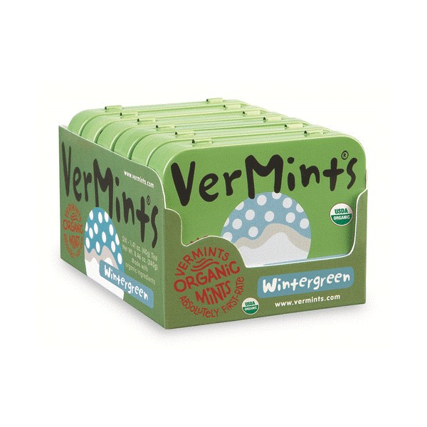 VerMints Organic Breath Mints, Wintergreen / 6 pack