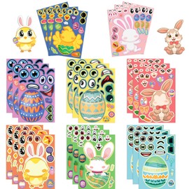 24 Sheets Easter Stickers for Kids & Toddlers, Easter Basket Stuffers, Stickers with Easter Bunny Egg Themed, Cute Vinyl Stickers Pack for Party Decoration Teens