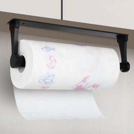 Cozary Porta Carta Igienica, Porta Rotolo di Carta in Alluminio, Portarotolo Igienica da Muro, Montato a Parete, Adatto per Cucine, Bagni, Armadi e Uffici, Incollabile o Forabile, Nero