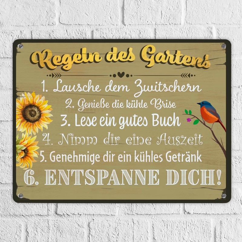 Rules of the Garden Rustic Style Metal Sign