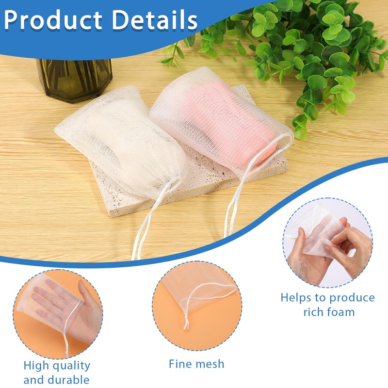 Mozeat Lens 20 PCS Exfoliating Mesh Soap Saver Pouch Bag