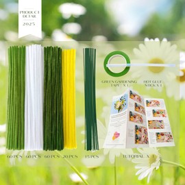 YYUENG TAK 200 pcs Pipe Cleaner Flowers Craft kit for DIY Gerbera Daisy Bouquet with tutoria,Green Pipe Cleaners Craft,Chenille Stems Flowers Craft kit(with 15 pcs Green Floral Wires,Gardening Tape)