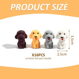 16 Pieces of Puppy-Shaped Erasers, Cute Erasers, Creative Cartoon Erasers, Student Stationery, Interesting Erasers