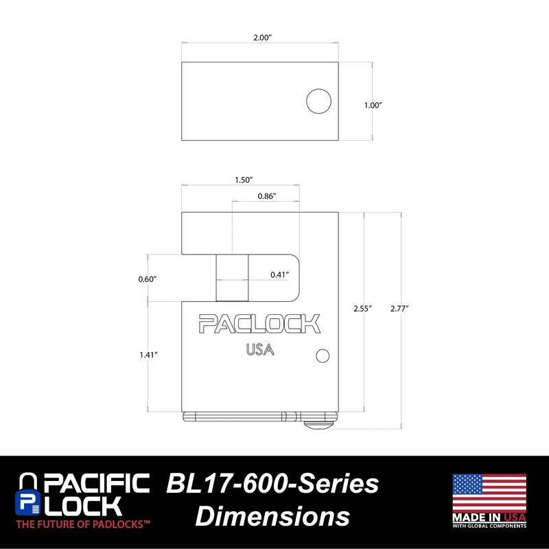 PACLOCK's UCS-17A-600 Block-Lock, High Performance 6-Pin Cylinder, One Lock Keyed
