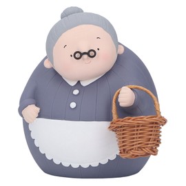 Old Lady Coin Bank Ornament Vinyl Coin Money Bank Crafts Home Decorations Piggy Bank with Small Basket for Parents