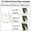 Gold 11x14'' Floating Frame for Picture(6x8'',7x9'',8x10''),Adjustable Tabletop/Shelf floating picture frame