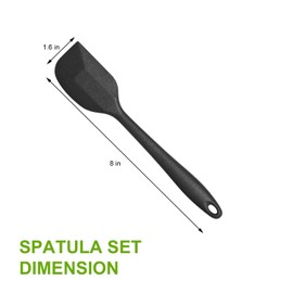 Silicone Spatula, Silicone Spatulas Heat Resistant, Food Grade Rubber Non-Stick Rubber Spatulas with Stainless Steel Core, for Baking, Cooking, Mixing (1, Black, 8x1.6 inch)