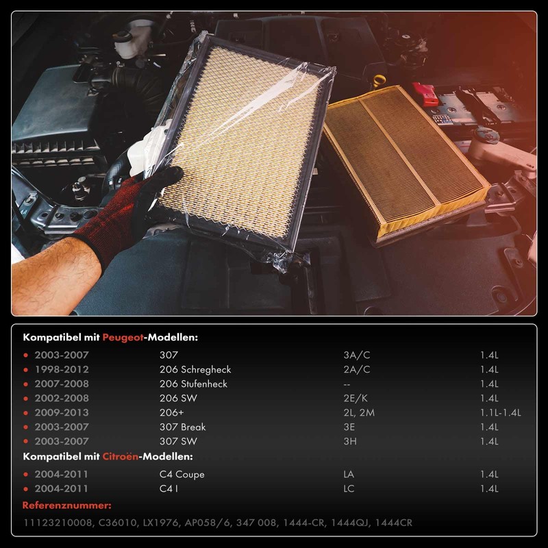 Frankberg Air Filter Insert Filter Compatible with 206 Hatchback 2A/C