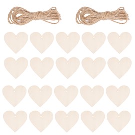 20 Pcs 4 Inch Wood Hearts for Crafts Unfinished Predrilled Wooden Hearts Cutout Slices DIY Wooden Ornaments for Valentine Wedding Christmas Decor