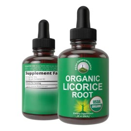 Usda Organic Licorice Root Extract Liquid Drops Supplement.                                                                                           