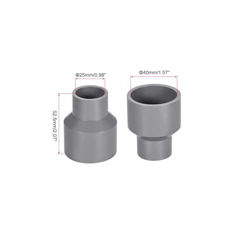 sourcing map PVC DWV Reducing Coupling Schedule 40 Gray 25mm