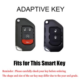 HIBEYO Folding Key Fob Cover For Jeep Wrangler JL JLU Gladiator 4XE 2018-2021 Accessories with Keychains Alloy PU Leather Material Key Case Protector-Black Brown