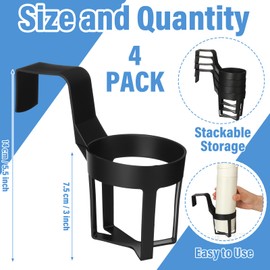 Singhoow 4 Pcs Marine Boat Rail Cup Holder No-Drill Cruise Boat Rail Cup Holder for Drinks Mugs Water Bottle Gifts(Black)