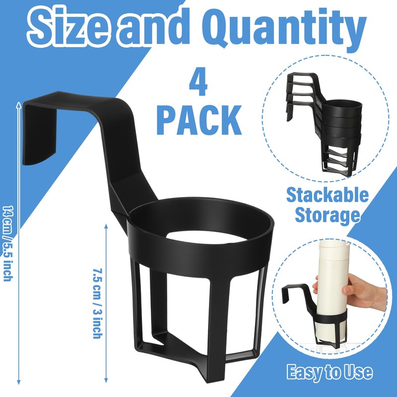 Singhoow 4 Pcs Marine Boat Rail Cup Holder No-Drill Cruise