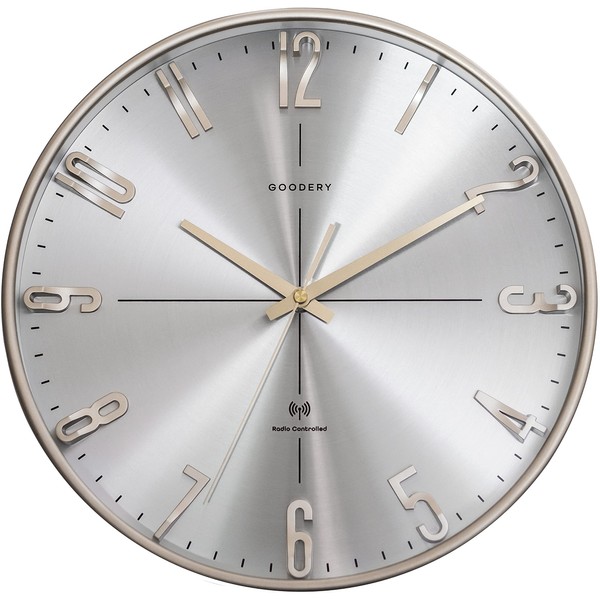 GOODERY Radio-Controlled Wall Clock, Diameter 30 cm, Quiet 3D, Large, Modern, Analogue Wall Clock without Loud Ticking Noises, Almost Silent, Decoration for Any Wall Clock, Radio-Controlled Clock,