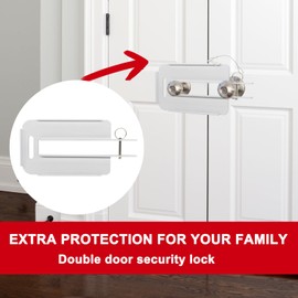 French Door Lock | Adjustable Double Door Reinforcement Lock for French Doors Home Security | Add High Security to Prevent Home Unauthorized Entry | Unibody Aluminum Construction (White)
