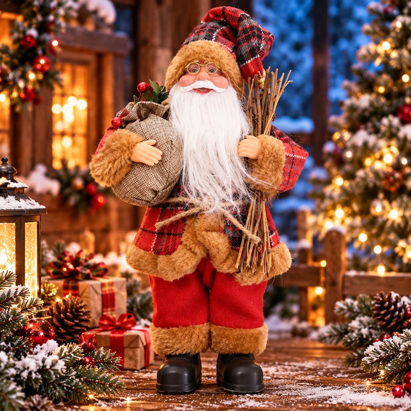 Santa Claus Plush Doll for Christmas Decor – 30cm Festive