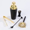 Homiu Cocktail Shaker Set Black and Gold 5-Piece, Stainless Steel