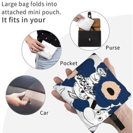 THEBEASTPIE Moomin Little My Snoopy Eco Bag, Foldable, Washable, Popular, Compact, Large Capacity, Women's, Waterproof, Convenience Store, Shopping Bag, Lightweight, Stylish, Convenient Storage,