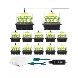 LYDTICK 12 Set Seed Starter Tray with Grow Light, Seed Starting Trays Kits with Timing