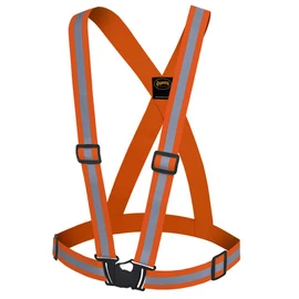 Pioneer Hi Vis Adjustable Safety Sash - Hi-Vis Orange with Reflective Tape - One Size Fits Most