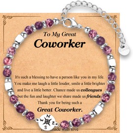FIEEFX Coworker Gifts for Women, Compass Bracelet Gifts for Coworker as Retirement Farewell Goodby Going Moving Away Leaving Gifts for Coworker on Birthday Christmas Basket Stuffers for Colleagues