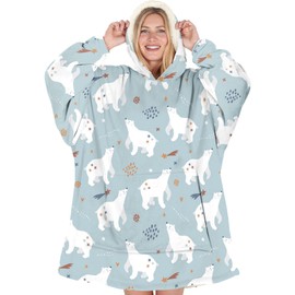 Warmstorey Bear Blanket Hoodie Bear Lover Gift Oodie Christmas Gift For Wife Mom Ideas - Cozy Gift for Wife, Thoughtful Gift from Daughter or Son, Soft and Warm Blanket for Mother, Mommy, or Mama