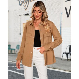 luvamia Jacket For Women Long Jean Jacket For Women Brown Jacket Distressed Denim Jacket Fall Jackets For Women Casual Shirts For Women Women'S Denim Jackets Size X-Large Size 16 18