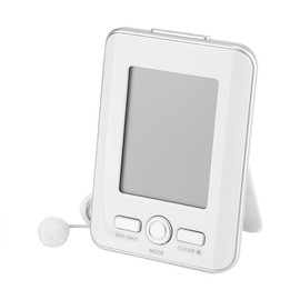 BALDR LCD Digital Thermometer Clock Indoor Outdoor Temp Display with Wired Probe Sensor White