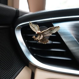 ORIESSE Vintage Eagle Car Air Freshener Vent Clips,2pcs Alloy Golden Hawk Vent Clips Car Accessories,Refillable Car Diffuser with Felt Mads