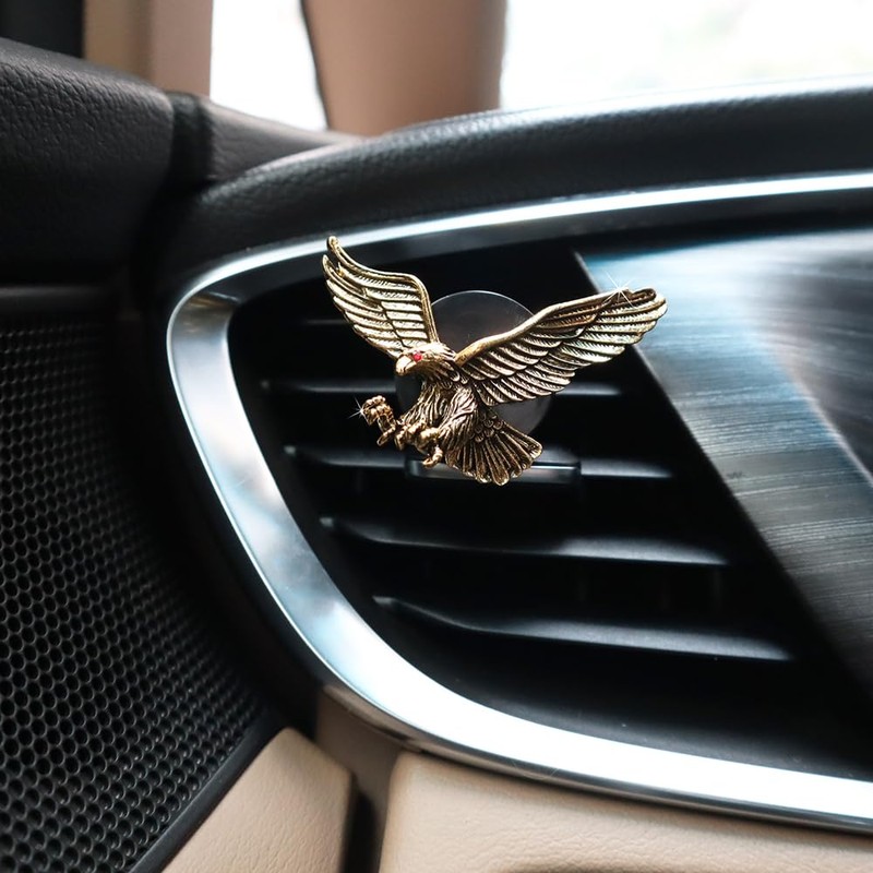 ORIESSE Vintage Eagle Car Air Freshener Vent Clips,2pcs Alloy Golden