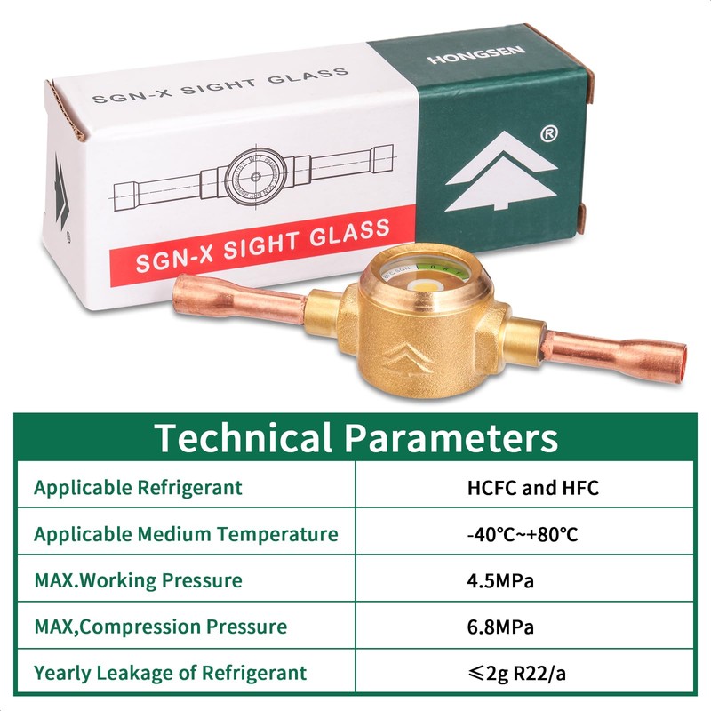 Hong Sen Sight Glass, Moisture Liquid Indicator, 3/8'' ODF Fitting,