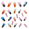 Coffin Press on Nails Medium Length Fake Nails Acrylic Colorful