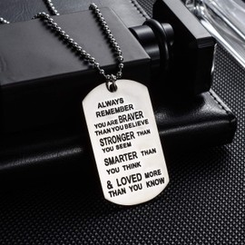 Gift for Son Mens Gifts Ideas Always Remember You Are Braver Pendant Necklace For Son Inspirational Gifts For Teens