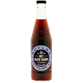 Boylan Bottling Pure Cane Sugar Soda Pop, Diet Black Cherry, 12 oz Glass Bottles (Pack of 6)