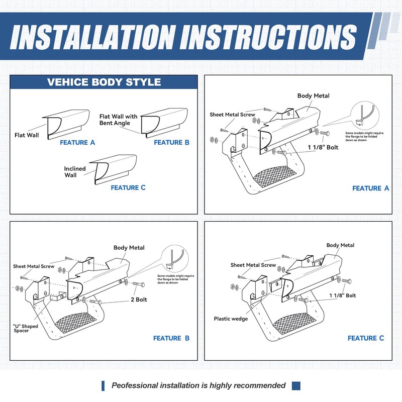 Auto Dynasty 1 Inches Universal Side Step with Mounting Brackets