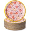 100 Pcs Fall Pink Pumpkin Paper Plates 7 Inch Autumn