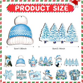 24 Pcs Xmas Tree Decorations, Victorian Christmas Tree Decorations Wood Decorations Vintage Christmas Decorations with Strings, Christmas Element Hanging Decorations for Christmas Tree (Dark blue)