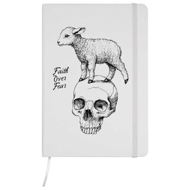 Azeeda A5 'Faith Over Fear Lamb Standing on Skull' White Hardcover Ruled Notebook (NB00068253)