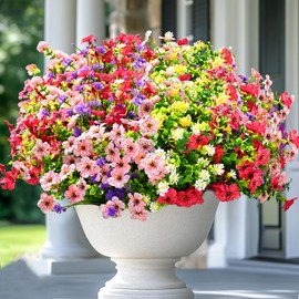 BLEUM CADE Artificial Flowers for Outdoors, 22 Bundles Fake Outdoor Flowers Faux Plants, UV Resistant Artificial Plants & Flowers for Decoration, Outside Fake Plants for Porch Garden Decor