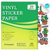 Aevdor 30-Sheet Glossy White Printable Vinyl Sticker Paper, 8.5x11, Inkjet