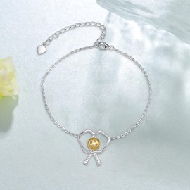 Pcikleball Bracelets S925 Sterling Silver Sports Bracelets Sports Jewelry Gifts for Women