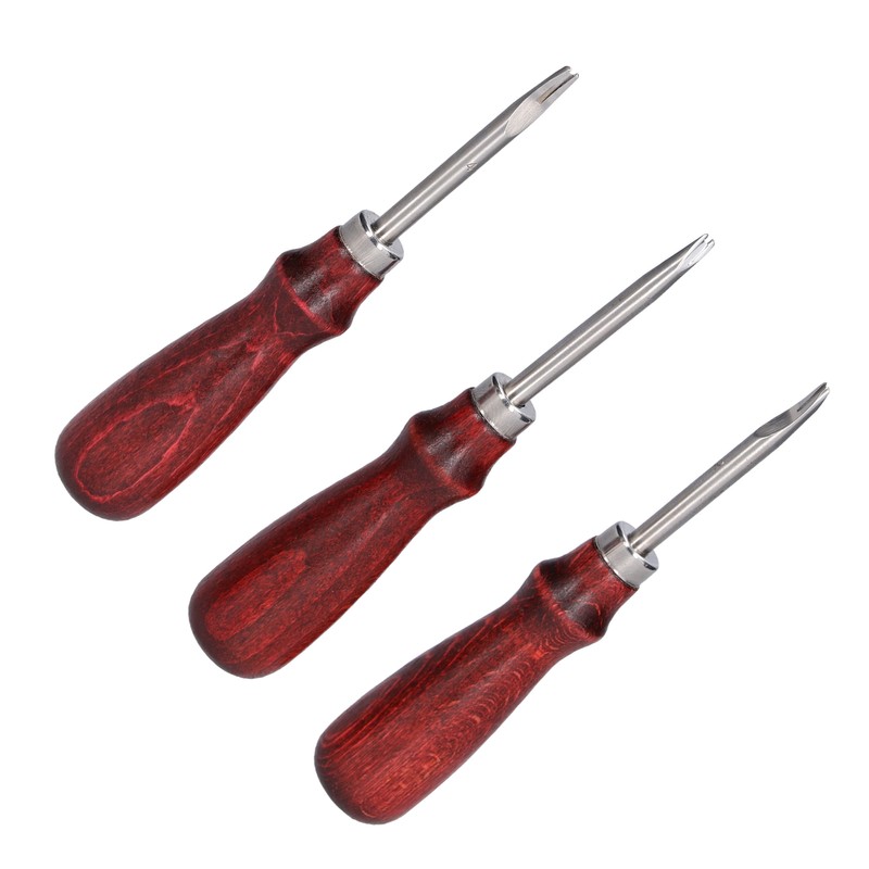 3pcs Leather Edger Sharp Professional Trimming Working Kit with Wooden
