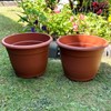 2x Terracotta Plastic Planters 9.5L Large Round Outdoor Patio Flower