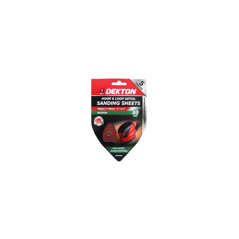 DEKTON DT80766 5Piece Medium 80 Grit Paper Backing Orbital Sander