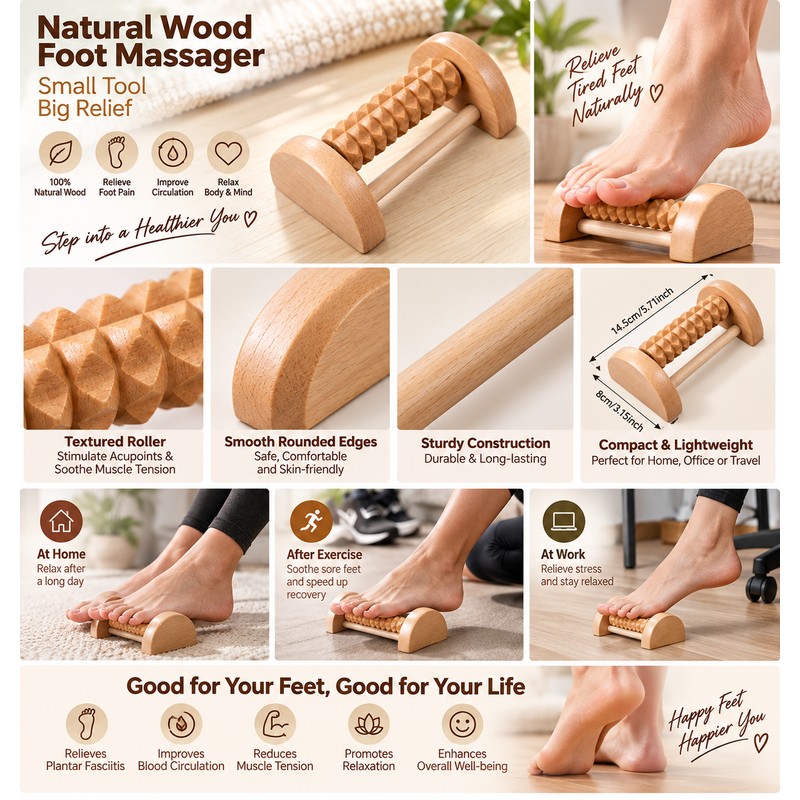 Foot Reflexology Roller, Handheld Foot Massager, Manual Foot Massage, Relaxation