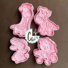Unbranded Baby Jungle / Safari Animals Cookie Cutter With Stamp Set. - Design 2 giraffe-set