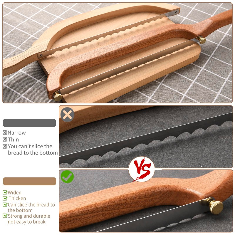 Uprichya Bread Knife for Homemade Bread Sourdough, Wooden Bread Bow