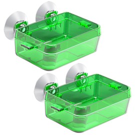 Tfwadmx 2 Pcs Reptile Feeder Chameleon Bowl Water Dish with Suction Cup Gecko Worm Feeder Anti-Escape Chameleon Supplies Accessories for Iguana Lizard Bearded Dragon Snakes （Green,S）