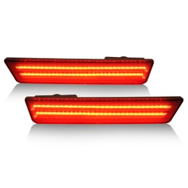 HECASA Rear Side Marker Lights Smoke Lens Red LED Compatible with 2008-2014 Dodge Challenger Charger Replacement for 68039504AA 68039505AA LED Rear Bumper Signal Fender Parking Marker Lamp 2Pcs